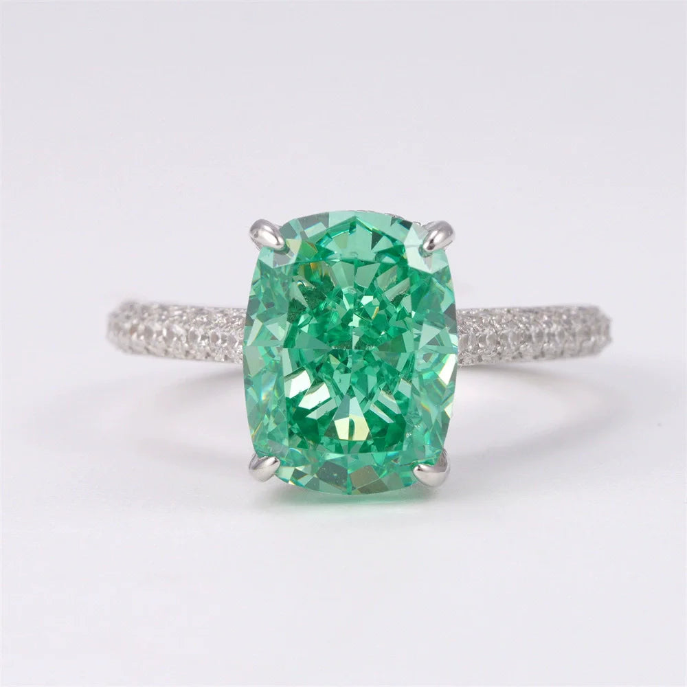 Wong Rain 925 Sterling Silver Crushed Ice Cut 9*12 MM Lab Sapphire Paraiba Citrine Morganite Gems Engagement Rings Fine Jewelry