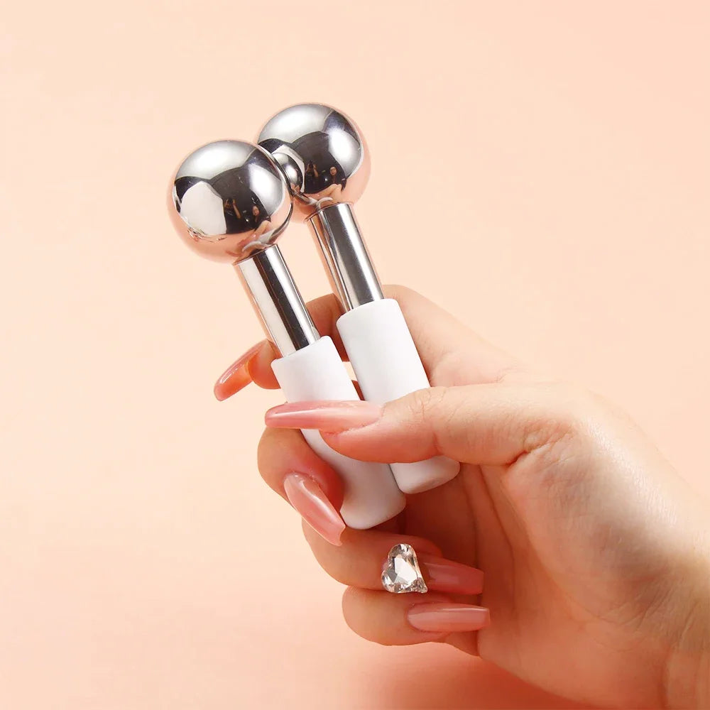 Stainless Steel Facial Ice Globes Hot Cold Facial Roller Skin Beauty Spa Cooling Globe Massage Ball Face Care Cryo Freeze Stick