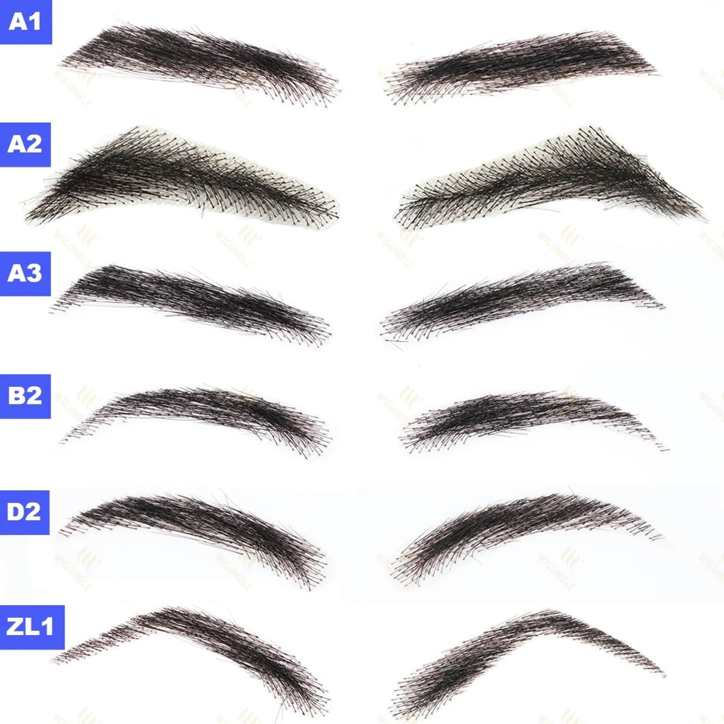 WIGUNDLE Fake Eyebow Women Or Man Hair Brazilian Hair invisible Handmade 100% Human Hair Fake Eyebrows Hand Tied False Eyebrows