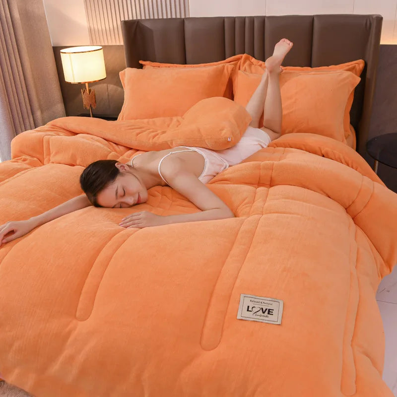 Thicken Lamb Double-faced Velvet Quilt Wool Super Warm Winter Comforter Students Dormitory Luxury Blanket Soft Quilt Duvets