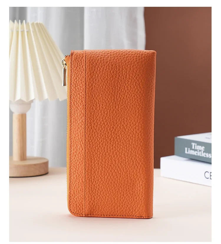 Women's Genuine Leather Long Wallets Cowhide Coin Purse Multi-card  Wallet for Women