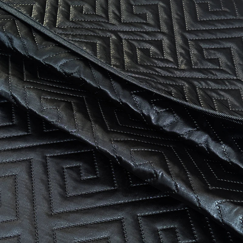 1Pcs Satin Quilted Bedspread, Black Twin Full Queen King Size Ice Silk Mattress Cover, Bed Cover, Coverlet, Bed Sheets