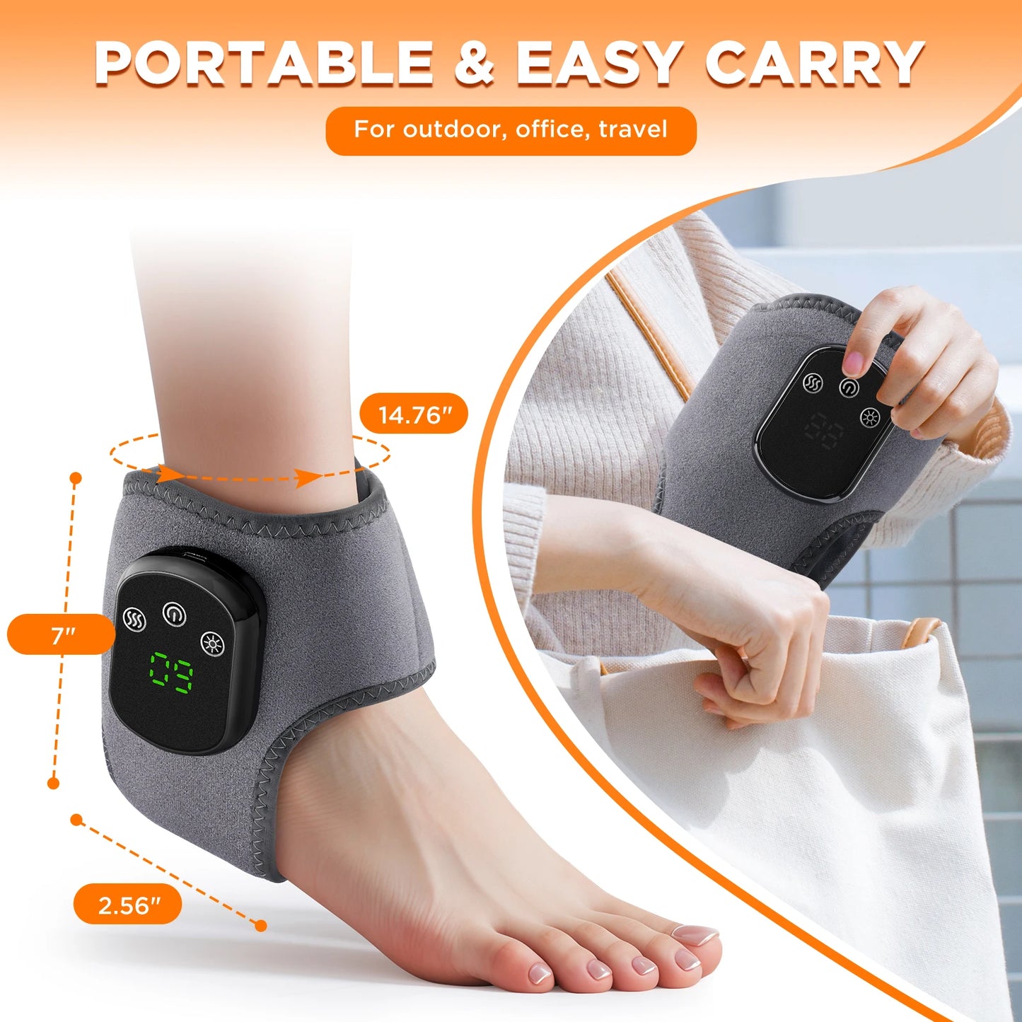 Electric foot and hand massager can vibrate and heat the ankles and ankles, and the bracket joints are portable, which can relax