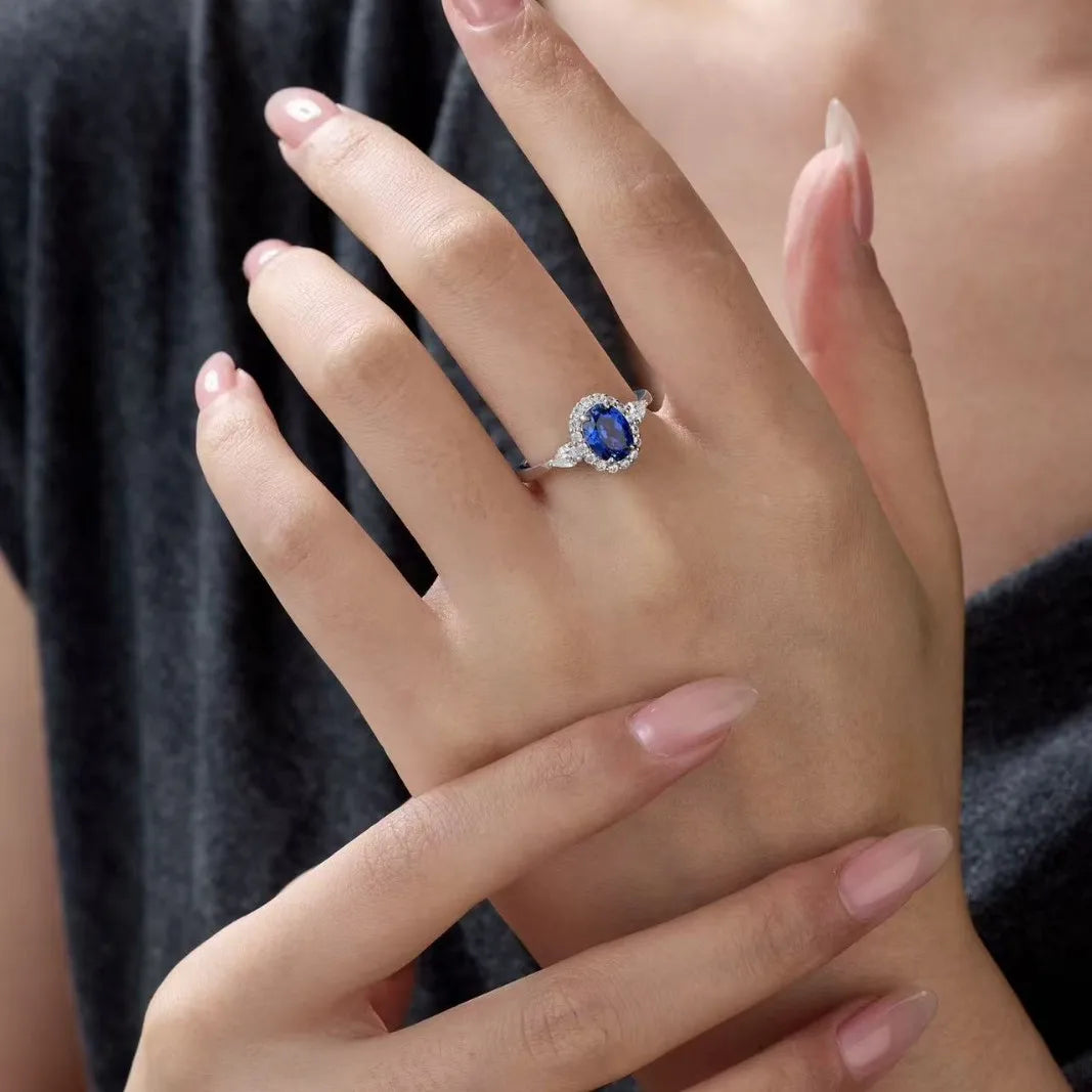 WUIHA Vintage 100% 925 Sterling Silver 2 CT Lab Sapphire High Carbon Diamonds Gemstone Wedding Engagement Ring Fine Jewelry