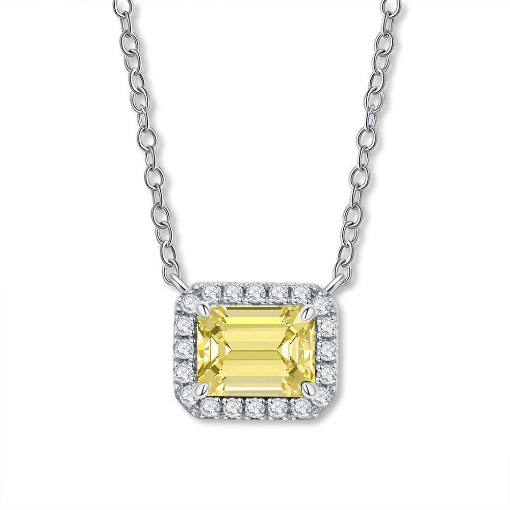 Wong Rain Solid 925 Sterling Silver 6*8 MM Sapphire Emerald Citrine Aquamarine Gems Pendant Necklace Fine Jewelry Gift Wholesale