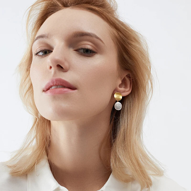 ASHIQI Natural Freshwater Baroque Pearl 925 Sterling Silver Earring  Jewelry for Women