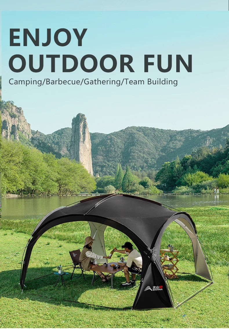 BISINNA Outdoor Camping Dome Tent Luxury Large Round Canopy Silver-coated Garden Awning Family Picnic Pergola Tent