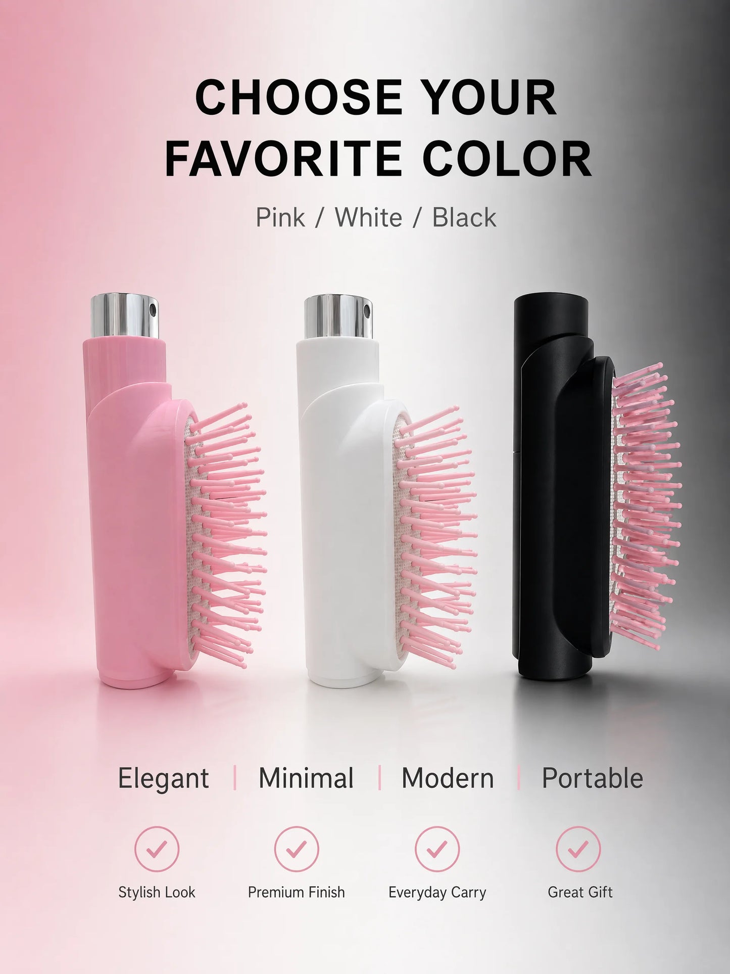2 In 1 Spray Hair Brush Refillable Water Mist Comb Portable Detangling Scalp Massage Anti Frizz Hair Styling Travel Brush