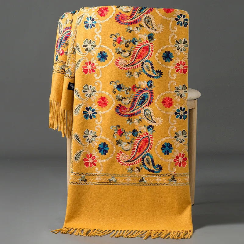 Pure Cashmere Floral Scarf: Artisan Elegance
