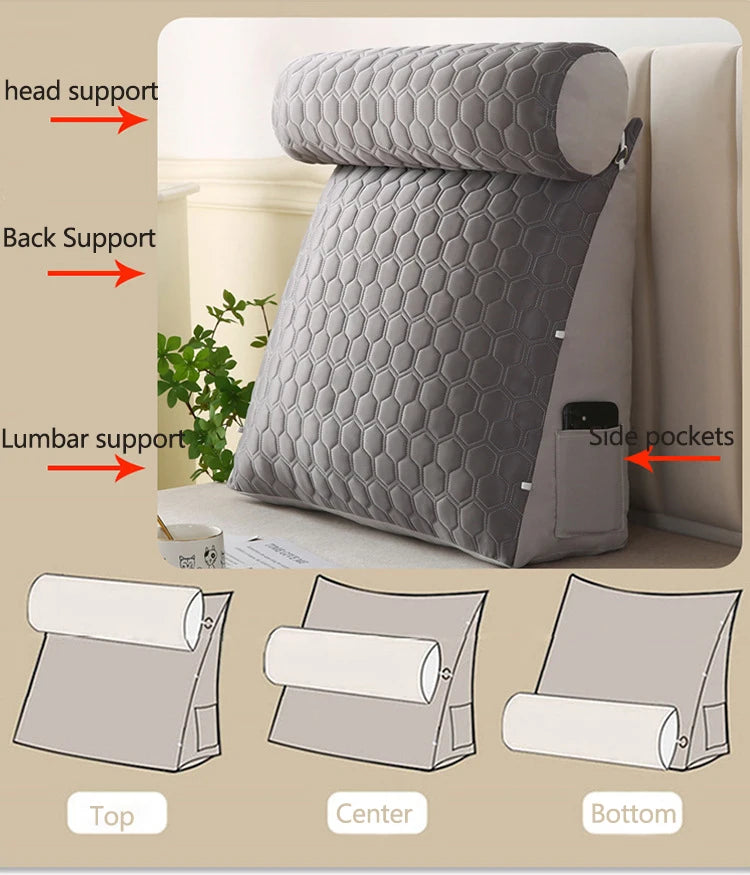 Triangle Reading Pillow Big Wedge Adult Backrest Cooling Latex Cushion Decorative Pillows for Bed Decor Cushion for Sofa