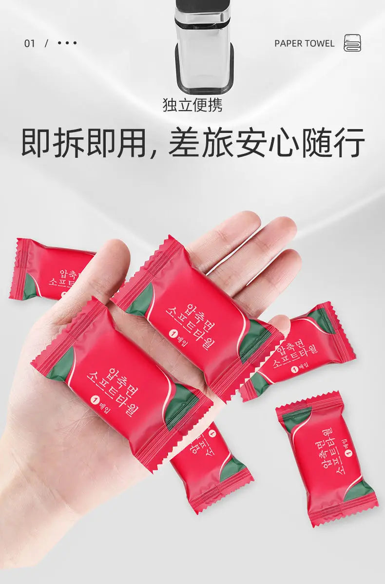 20Pcs Disposable Travel Towels Compressed Facial Wipe Portable Trip Essential Quick-Drying Towel Mini Package Home Accessories