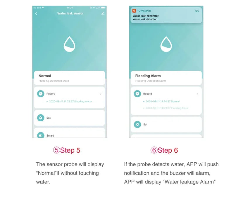 Tuya WiFi Water Leak Detector Flood Sensor Smart Life APP Remote Monitoring Flood Alert Overflow Security With Alexa Google