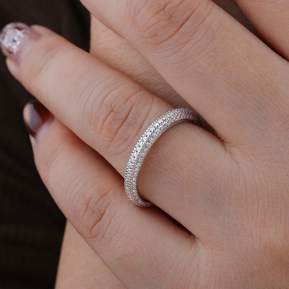 Full Eternity Moissanite Ring for Women Men Diamond Wedding Band Engagement Anniversary Gift in S925 Sterling Silver