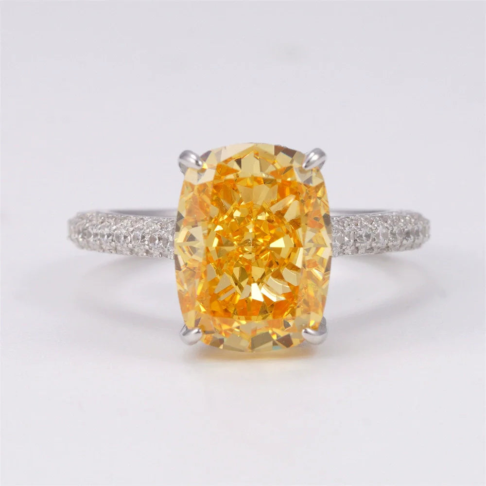 Wong Rain 925 Sterling Silver Crushed Ice Cut 9*12 MM Lab Sapphire Paraiba Citrine Morganite Gems Engagement Rings Fine Jewelry