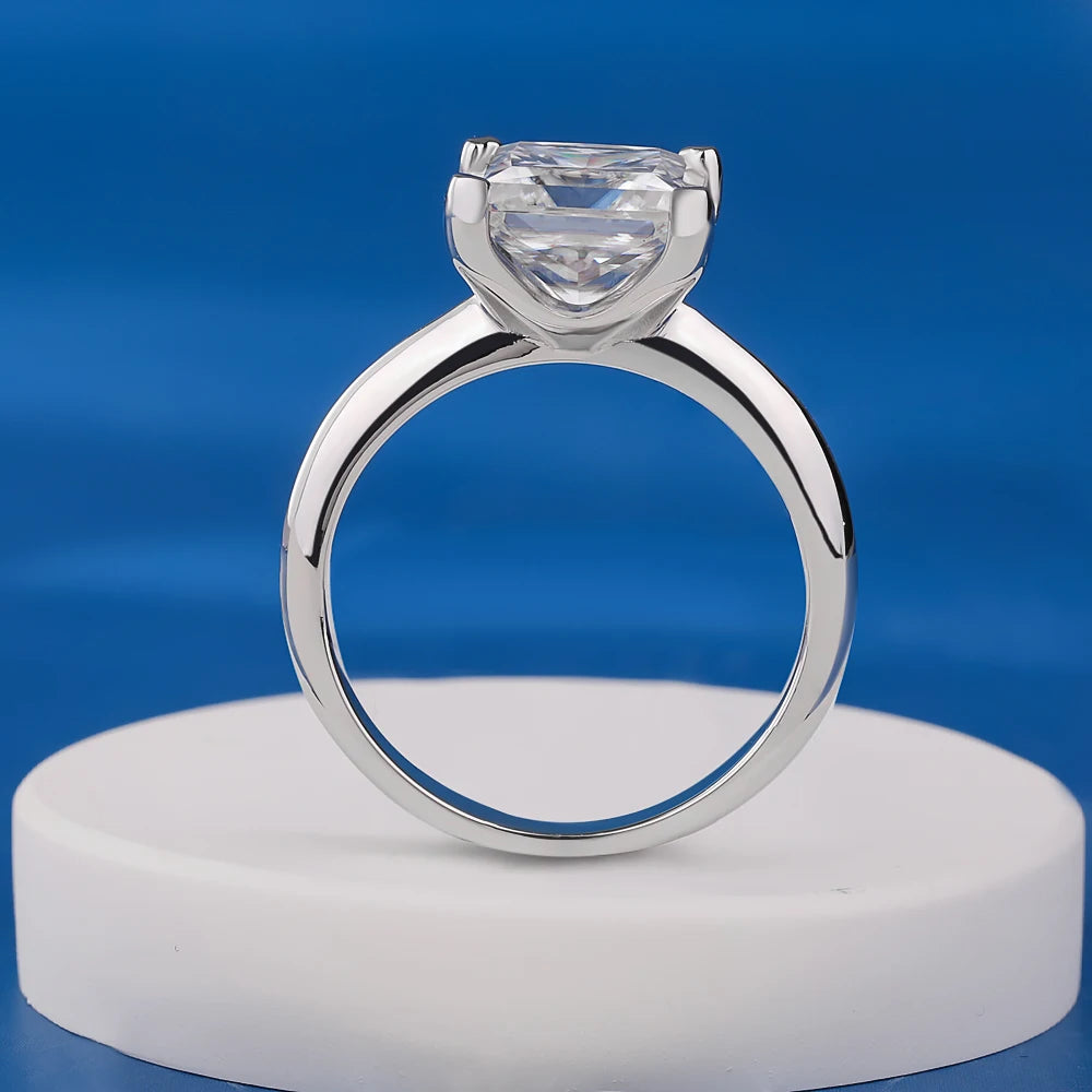 1/2/3/4 Carat Princess Cut Moissanite Engagement Ring with GRA Solitaire Diamond Wedding Promise Bands for Women Fine Jewelry