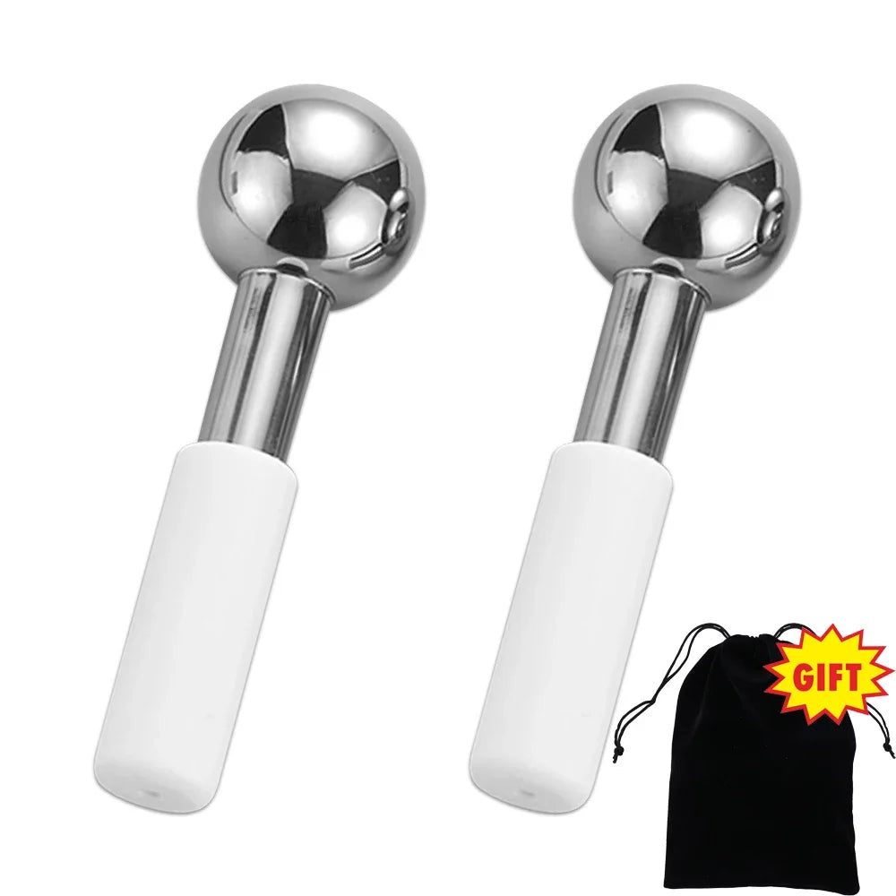 Stainless Steel Facial Ice Globes Hot Cold Facial Roller Skin Beauty Spa Cooling Globe Massage Ball Face Care Cryo Freeze Stick