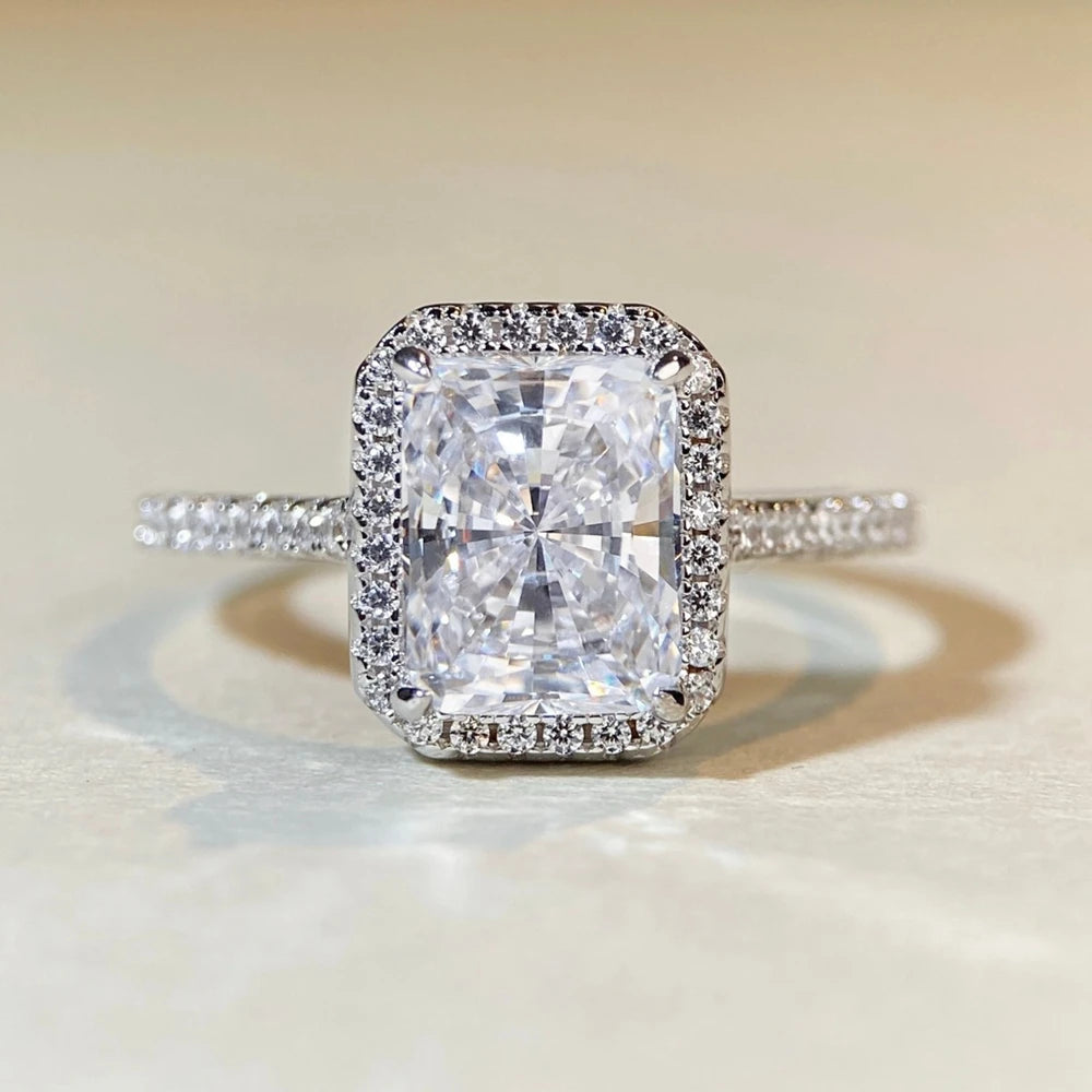 Wong Rain 925 Sterling Silver Radiant Cut 7*9MM Lab Sapphire Emerald Citrine Gems Wedding Engagement Ring for Women Fine Jewelry