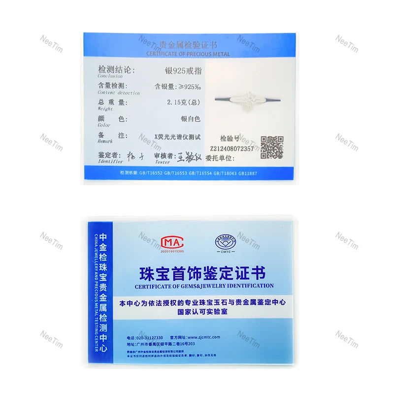 NeeTim 1 Carat D Color Moissanite Diamond Wedding Ring For Women 925 Sterling Silver Finger Band Fine Jewelry with Certificate