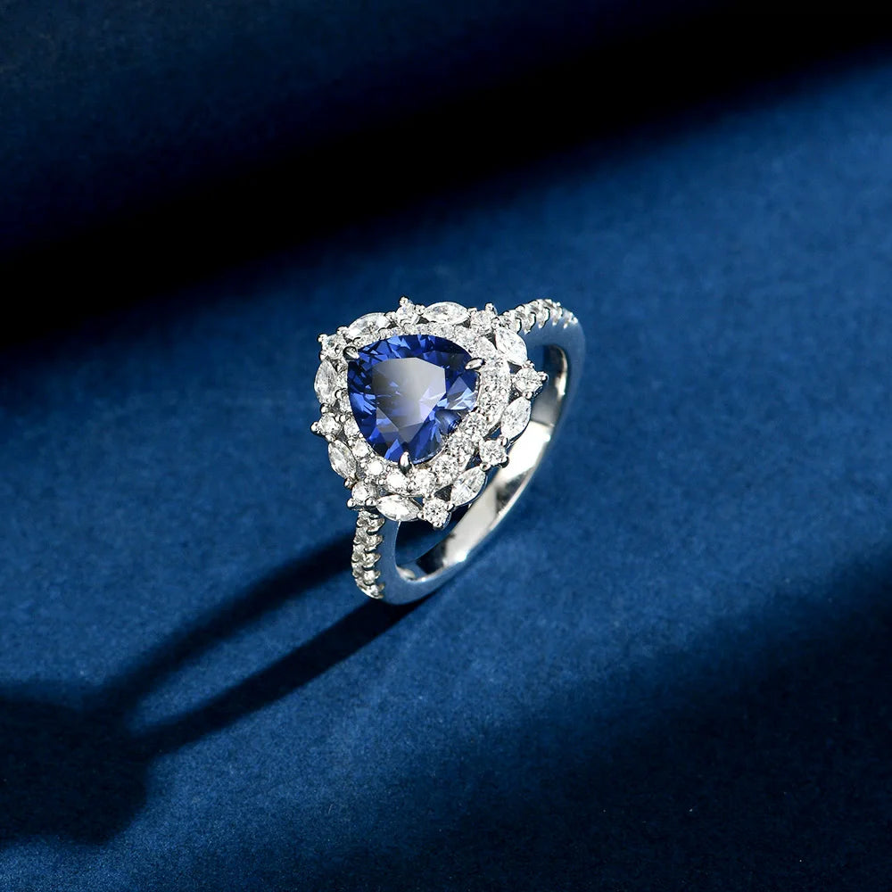 WUIHA Vintage 100% 925 Sterling Silver Heart Cut Lab Sapphire High Carbon Diamonds Gemstone Wedding Engagement Ring Fine Jewelry