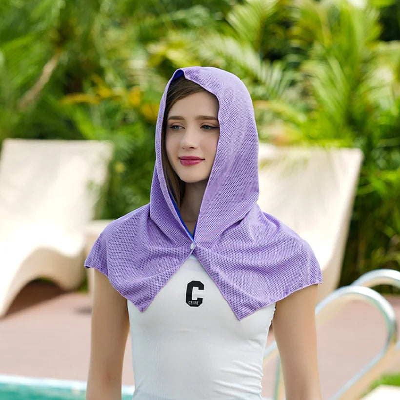 Quick Drying U Cooling Hoodie Towel Beach Camping Gym Building Sun Protection Quick Drying Sports Cooling Towel Headband