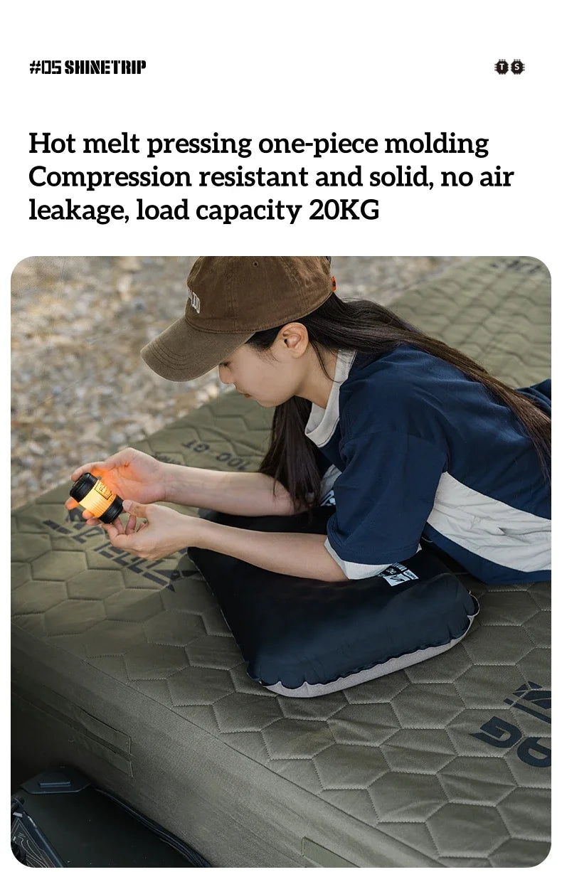 ShineTrip Outdoor Camping Inflatable Pillow Foldable Portable Ultra-light Air Pillow, Comfortable Sleep Pillow with Neck Support