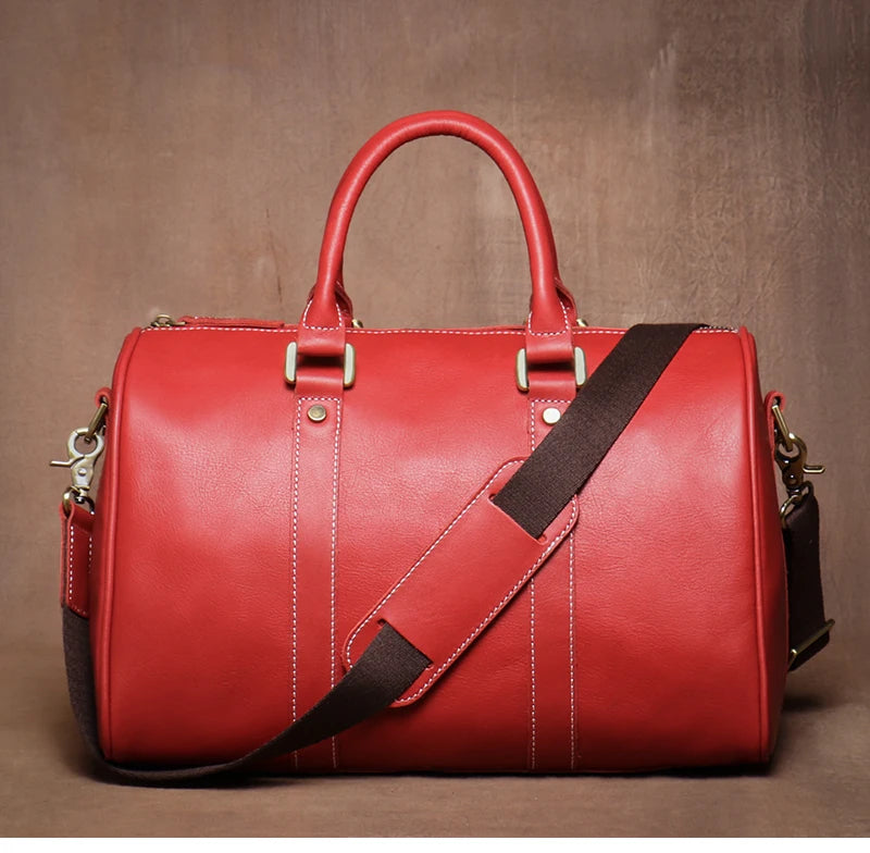GURO Retro Higher Quality Cowhide Travel Bags  Men's Genuine Leather Handbag Women Luxury Weekend Fitness Bag Short Trip Luggage