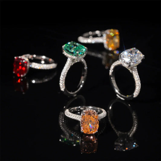 Wong Rain 925 Sterling Silver Crushed Ice Cut 9*12 MM Lab Sapphire Paraiba Citrine Morganite Gems Engagement Rings Fine Jewelry