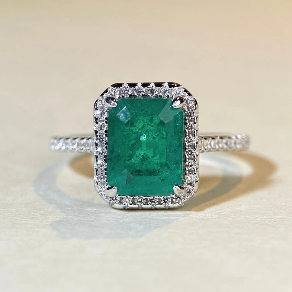 Wong Rain 925 Sterling Silver Radiant Cut 7*9MM Lab Sapphire Emerald Citrine Gems Wedding Engagement Ring for Women Fine Jewelry