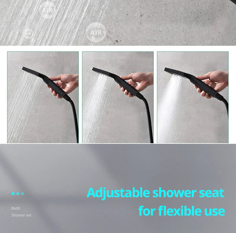 Bathroom 20inch 50x50cm Shower Head Panel Faucet Rain Mist Laterfal Jets Thermostatic Valve Mixer System SPA Massage Set