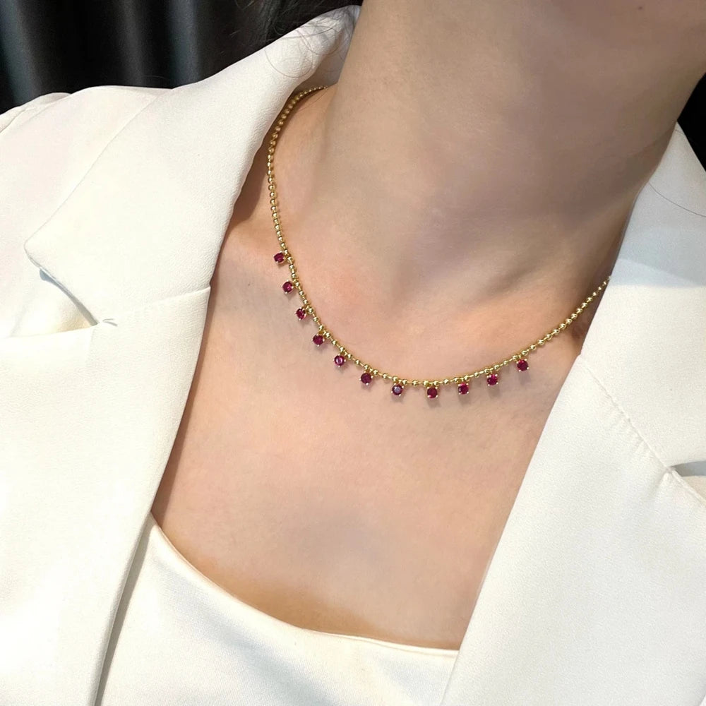 Wong Rain Vintage Solid 925 Sterling Silver Emerald Sapphire Ruby Gemstone Pendant Necklace Fine Jewelry for Women Wholesale