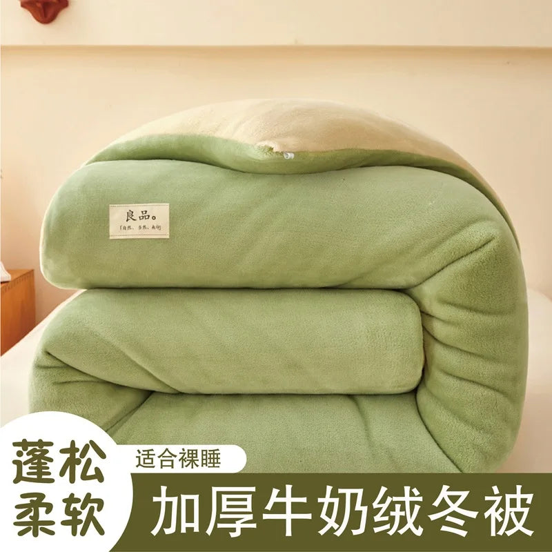 Thicken Lamb Double-faced Velvet Quilt Wool Super Warm Winter Comforter Students Dormitory Luxury Blanket Soft Quilt Duvets