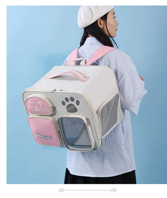 New arrivalpure color large-capacity pet bag outdoor backpack cat bag outing bag portable shoulder crossbody bag cat cage