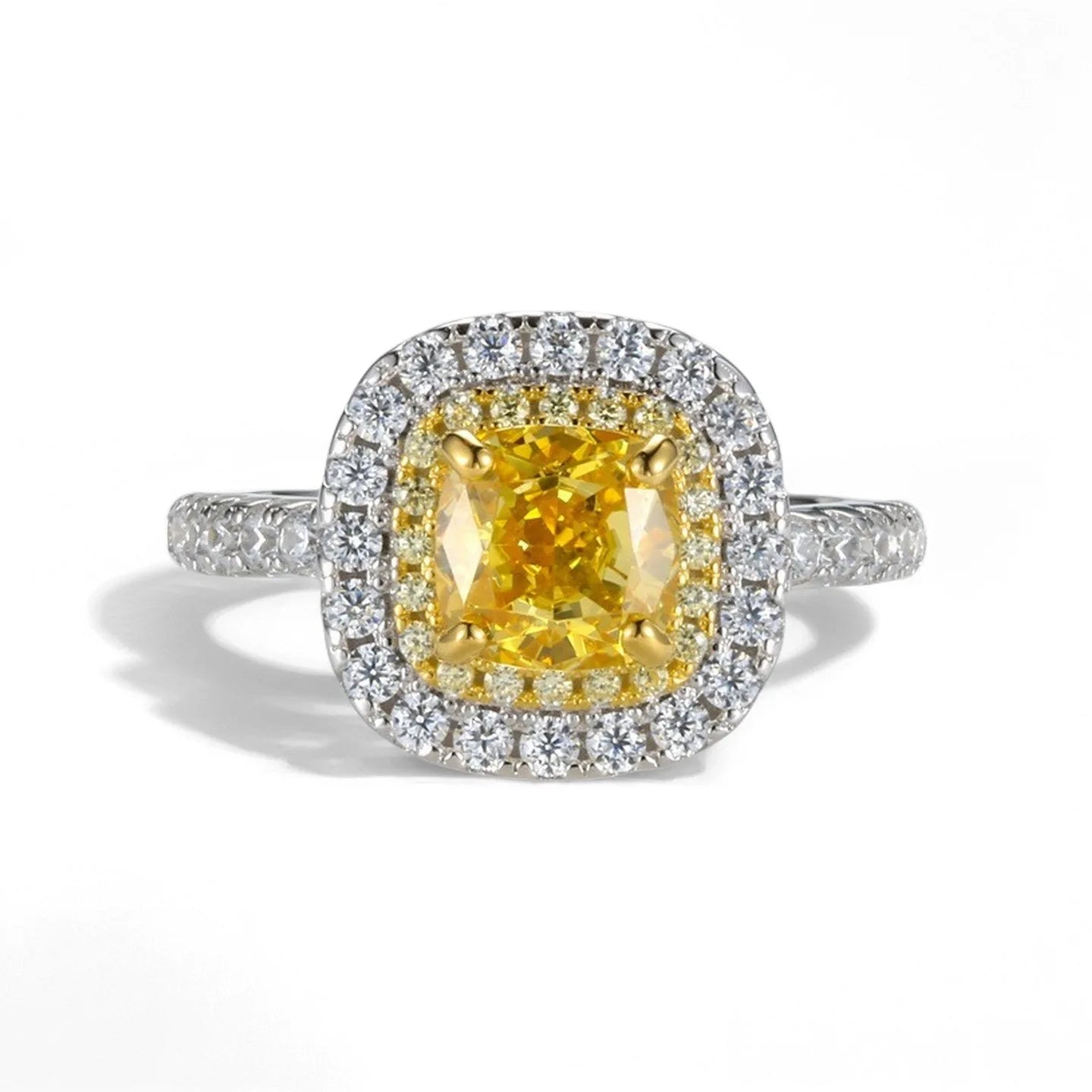 WUIHA 925 Sterling Silver Cushion Cut Lab Sapphire Citrine High Carbon Diamonds Gemstone Wedding Engagement Ring Fine Jewelry