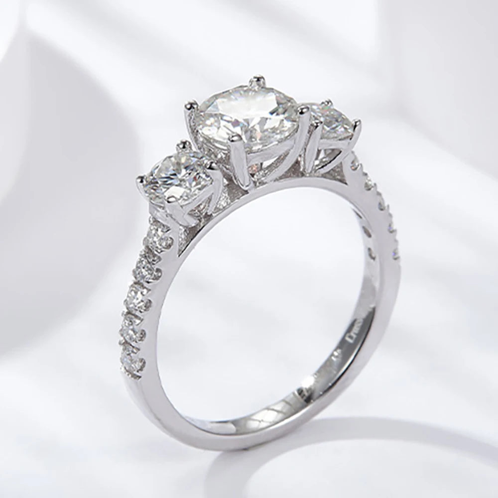 Serenity 1.8cttw Real D Color Moissanite Row Rings For Women S925 Silver Bands Plated 18k Sparkling Wedding Rings Fine Jewelry