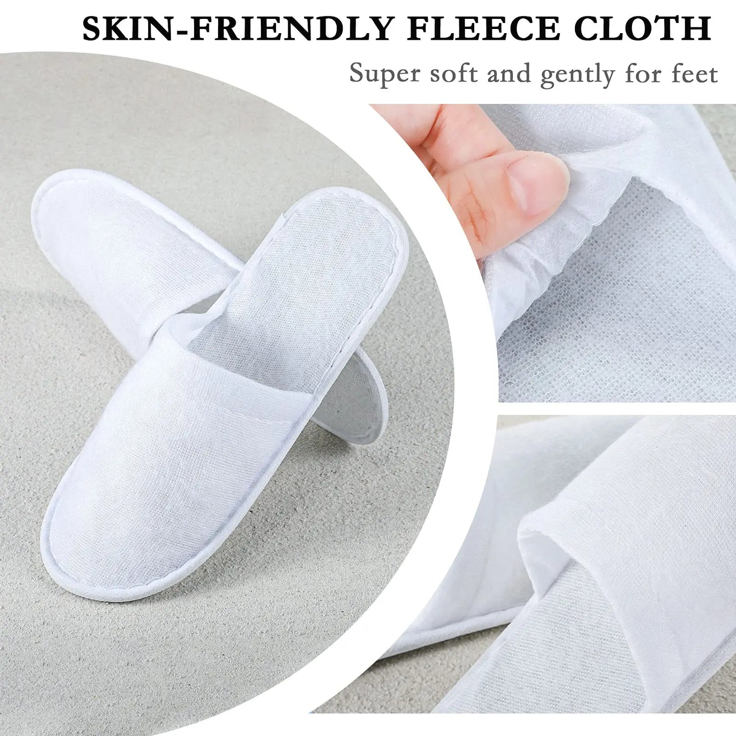 20Pairs Of High-Quality Closed Toe Disposable Plush Non Slip Bathroom Slippers Suitable For Families,Hotels, SPA ,Travel