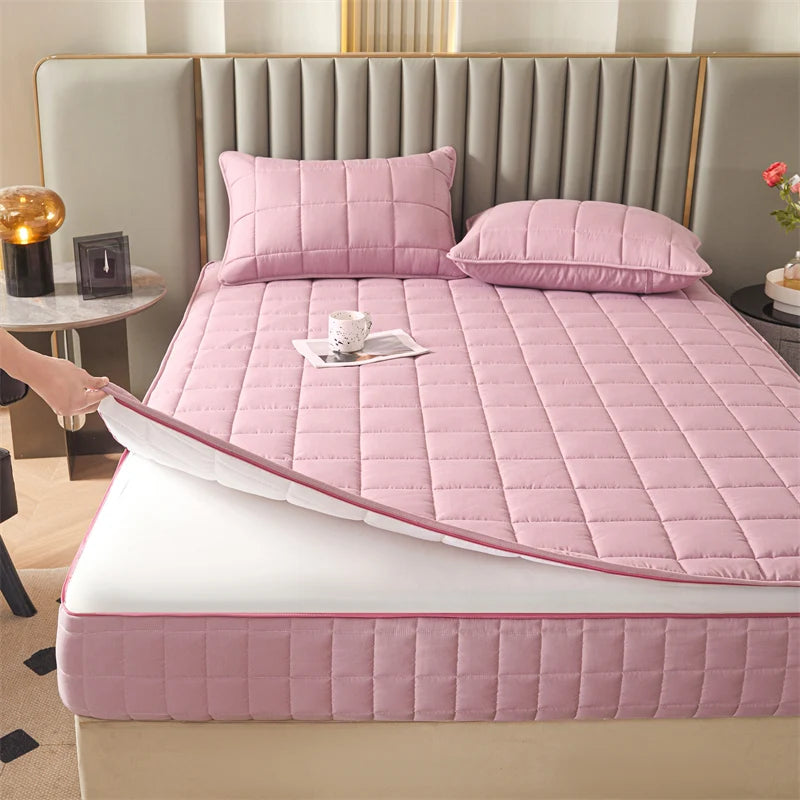 Six Sides All Inclusive Mattress Cover with Zipper Thicken Fitted Sheet Quilted Mattress Protector Pad Couple Customized Size