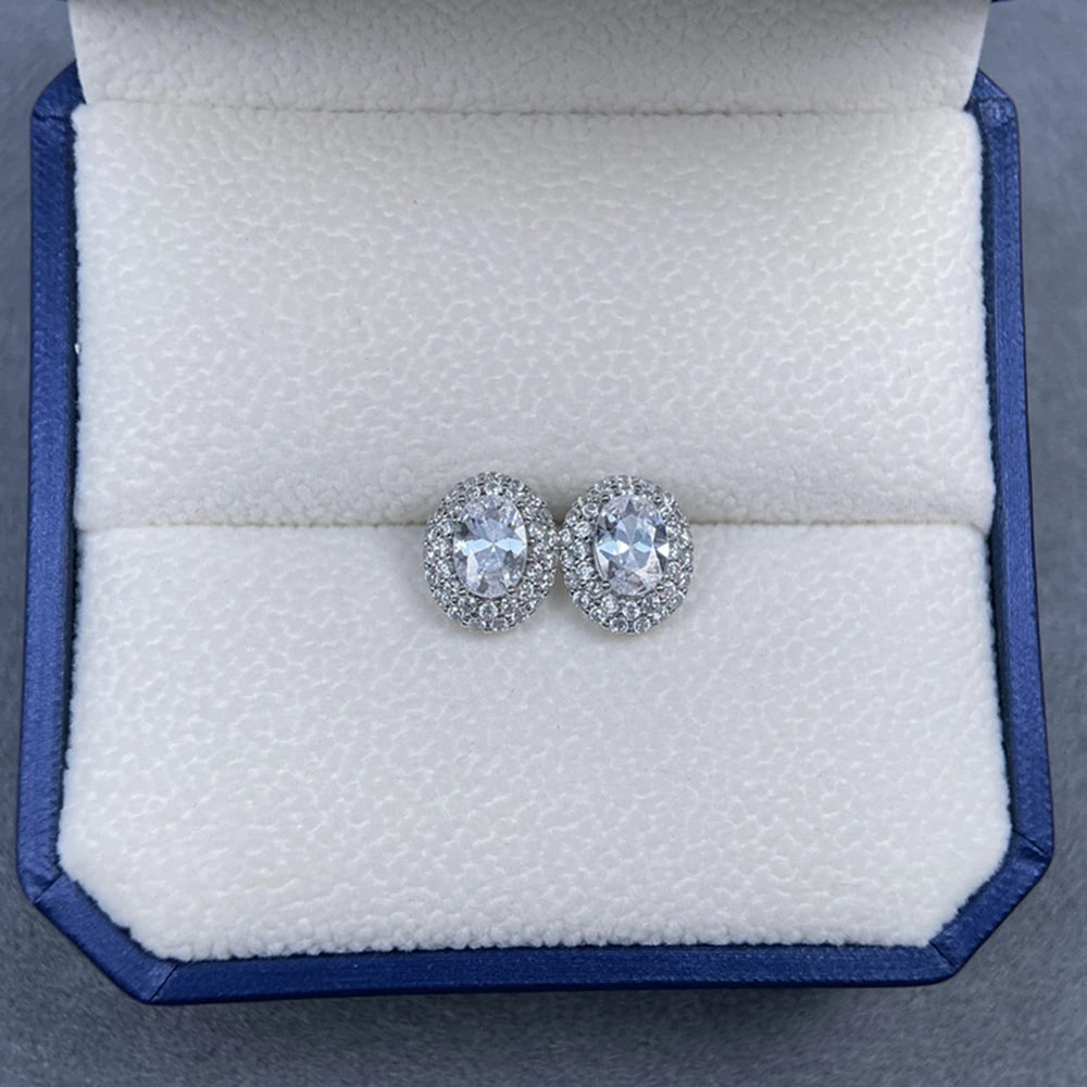 Wong Rain Solid 925 Sterling Silver Oval Cut 5*7MM Lab Sapphire Citrine Aquamarine Gem Ear Studs Earrings Fine Jewelry Wholesale