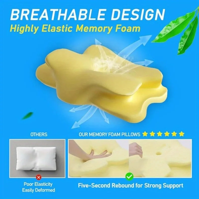 1pcs Ergonomic Memory Foam Cervical Pillow for Neck Pain Relief - Contoured Support Orthopedic Sleeping Pillow