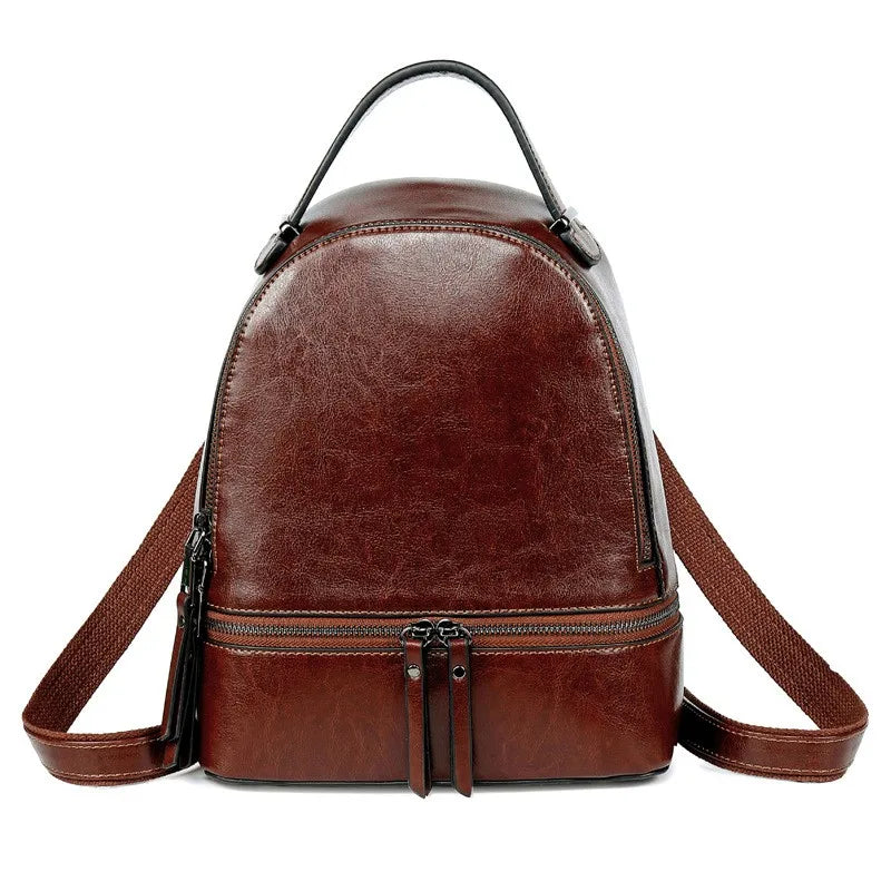 100% Genuine Leather Women Backpacks Retro Ladies Travel Bags Casual Girl's School Bags