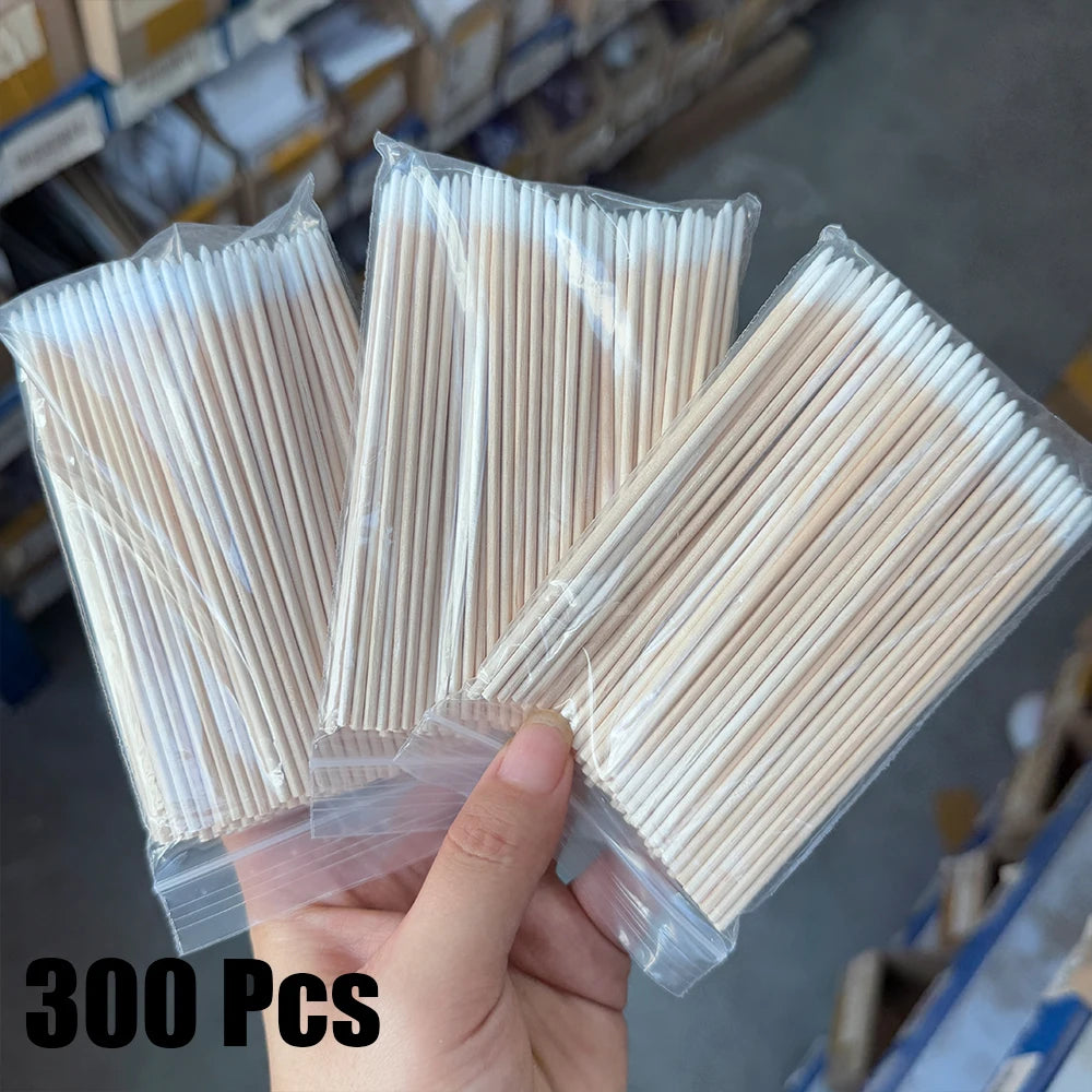 400pcs Pink Double Head Nail Art Cuticle Pusher Remover 7CM Orange Wood Sticks Cotton Swab Clean Tool for Nail Rhinestone Makeup