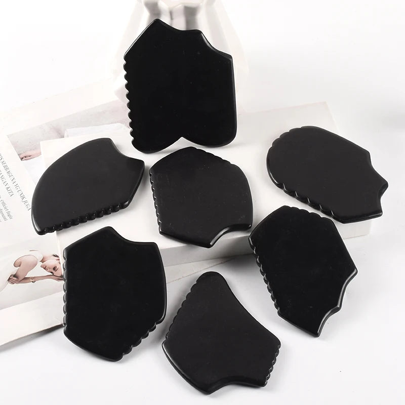 SPA Acupuncture Scraping Body Foot Back Face Neck Massager Beauty Guasha Board Black Bian Stone Gua Sha Massage Tools