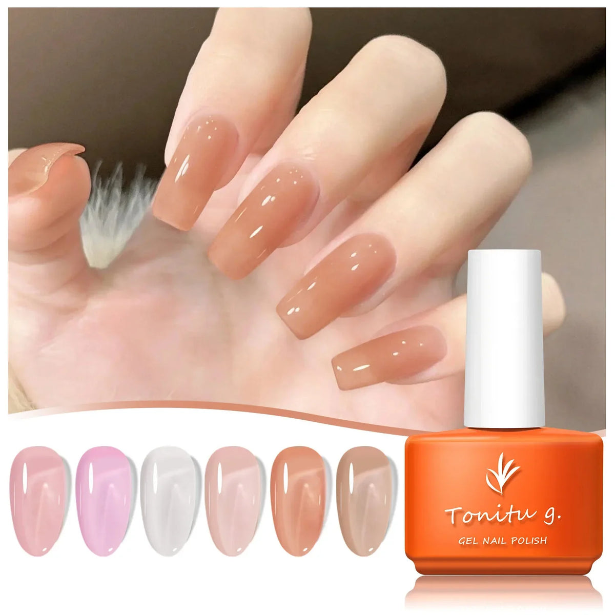 6pcs 7ml Cat Eye Gel Nail Polish Set, 6 Colors Pink Red Brown Green Blue Rose Nude Holographic Semi-permanent Gel Polish Kit top