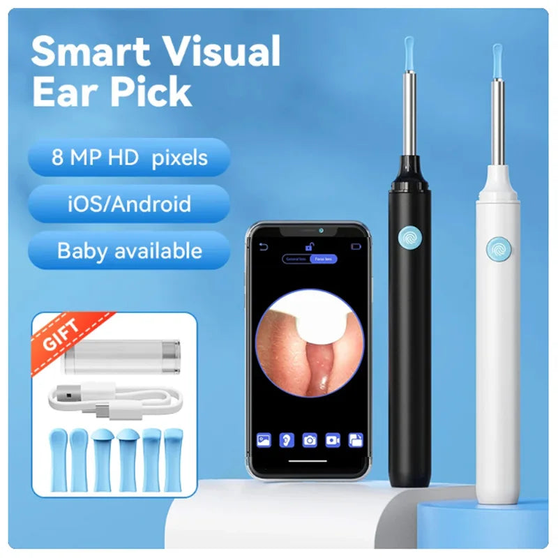 Smart Visual Ear Cleaner with Camera  Ear Sticks USB C Charging Ear Wax Removal Tool WIFI Connection 6 LED Lights Earpick