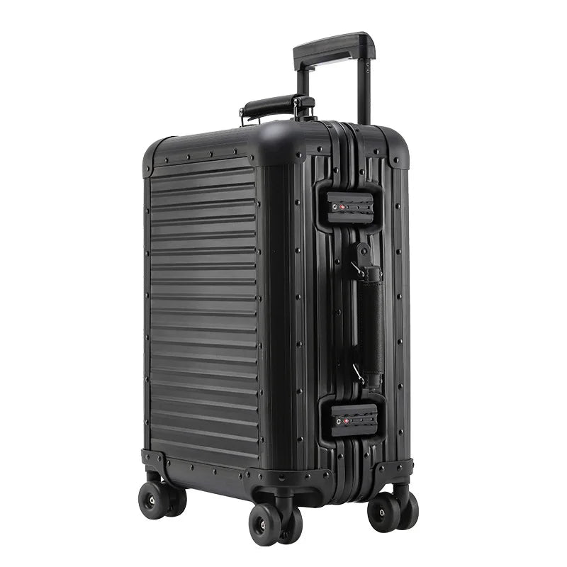 KLQDZMS Travel Luggage All Aluminum Magnesium Alloy Boarding Box Men's Business Trolley Case 20"24 Inch Rolling Suitcase