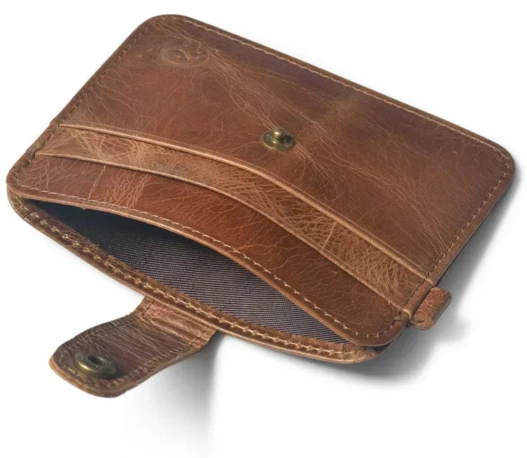 100% Cowhide Leather Credit Card Holder Women Men Mini Slim  Small Coin Purse Bank ID Card Case Package Pouch Card Holder