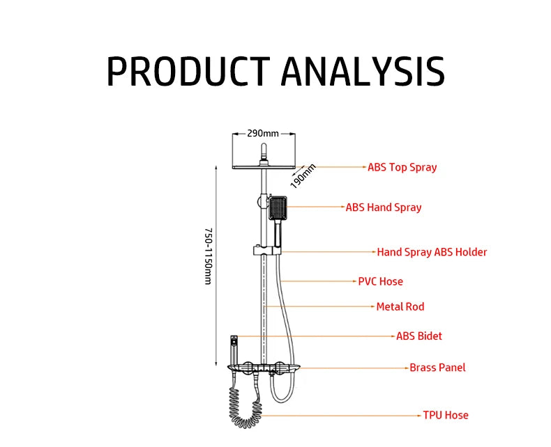 Brush Gold Atmosphere Rain Shower Faucet Bathtub LED Digital Hot Cold Thermostatic Shower System Bathtub Wall Mount Bath Tap Set