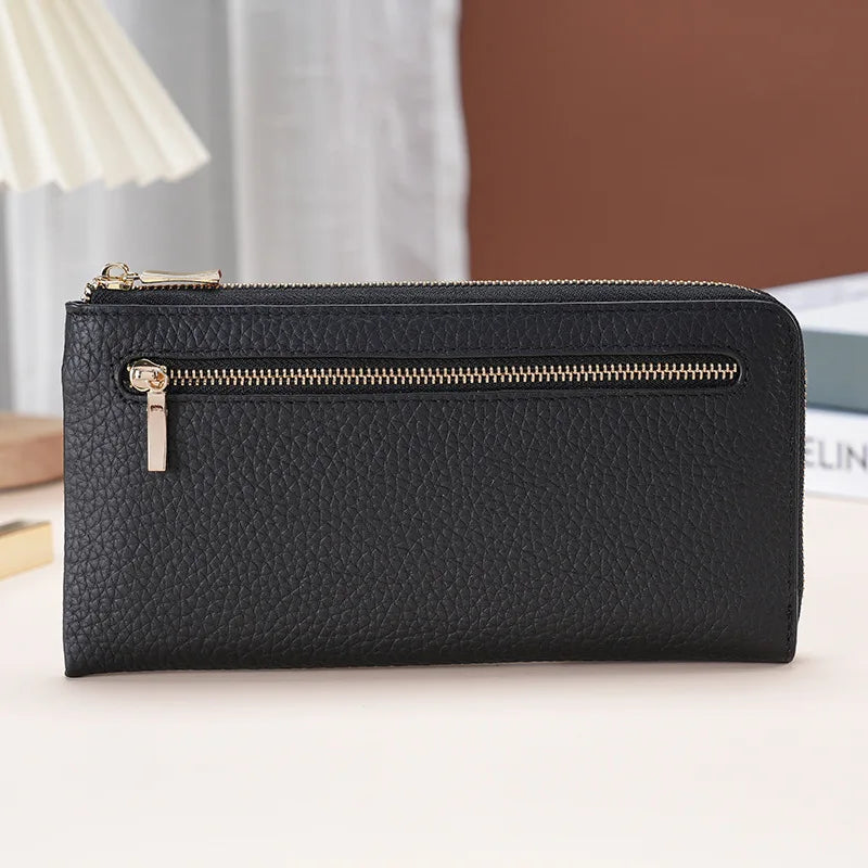 Women's Genuine Leather Long Wallets Cowhide Coin Purse Multi-card  Wallet for Women