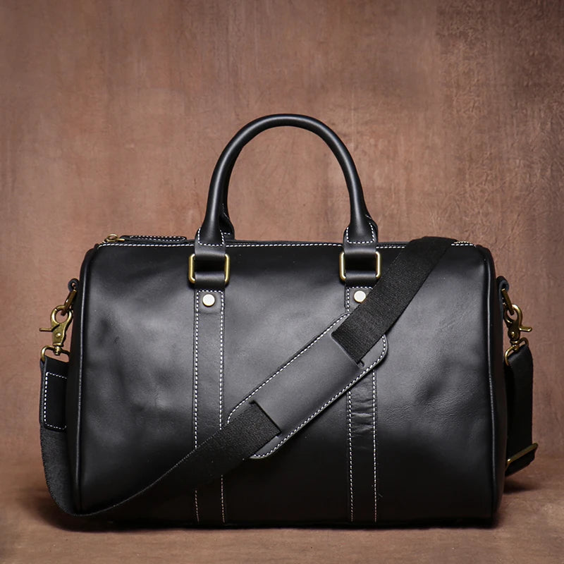 GURO Retro Higher Quality Cowhide Travel Bags  Men's Genuine Leather Handbag Women Luxury Weekend Fitness Bag Short Trip Luggage