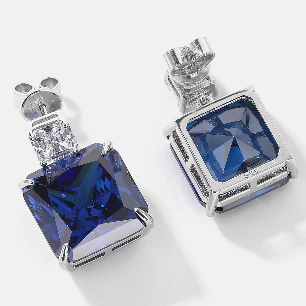 WUIHA Vintage 100% 925 Sterling Silver Lab Sapphire High Carbon Diamonds Wedding Engagement Drop Dangle Earrings Fine Jewelry