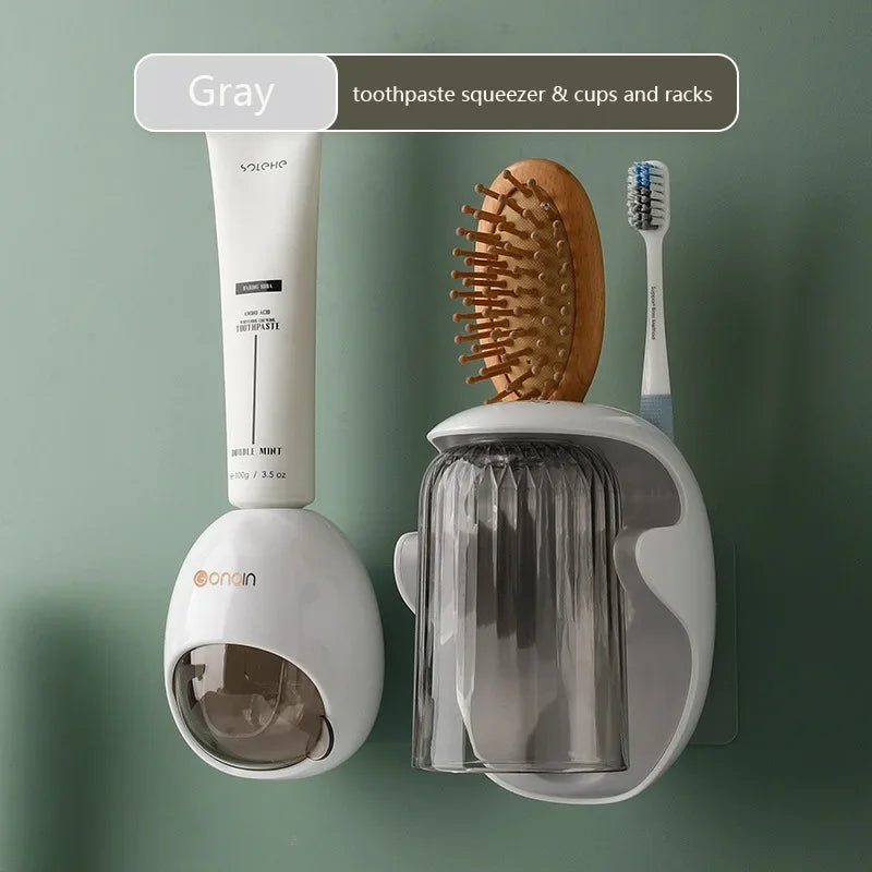 Cartoon Toothpaste Dispenser Automatic Toothpaste Squeezer New Wall-Mount Holder Toothbrush Rack Bathroom Washroom  Accessories